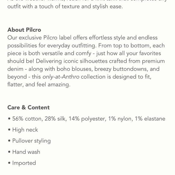 ANTHROPOLOGIE Pilcro Knit High Neck Ribbed Cotton Silk Blend Marled Gray Tank - Picture 9 of 9